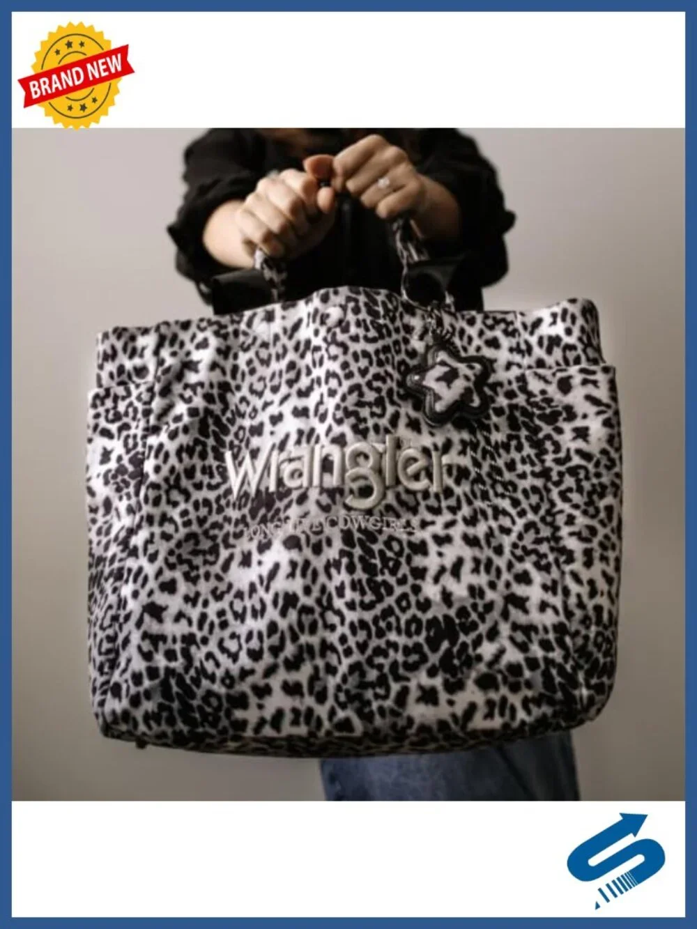 Large Tote Bag for Women with Detachable Crossbody Strap - Leopard Print